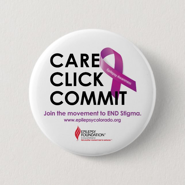 Bóton Redondo 5.08cm Cuidado. Clique. Cometa o botão (Frente)