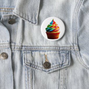Bóton Redondo 5.08cm Cupa de bolo de arco-íris deslumbrante do Slippery