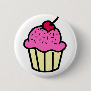 Bóton Redondo 5.08cm Cupcake cor-de-rosa
