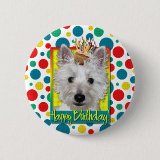 Bóton Redondo 5.08cm Cupcake do aniversário - Westie - tanque