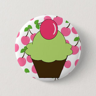 Bóton Redondo 5.08cm Cupcake do verde do divertimento do KRW com