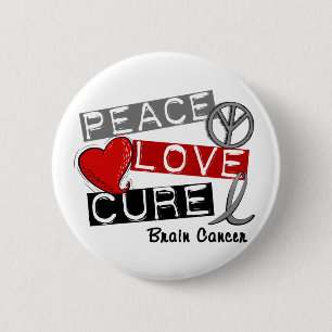 Bóton Redondo 5.08cm CURA 1 do AMOR da PAZ do cancro cerebral
