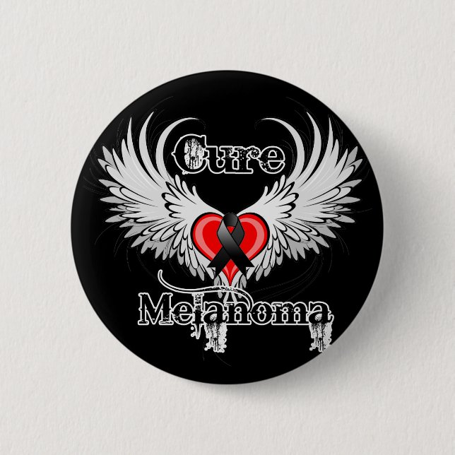 Bóton Redondo 5.08cm Cure Melanoma Heart Tattoo Wings (Frente)