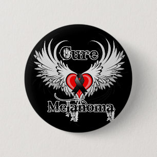 Bóton Redondo 5.08cm Cure Melanoma Heart Tattoo Wings