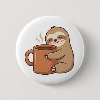 Bóton Redondo 5.08cm Current Mood Sloth Coffee Pin Button