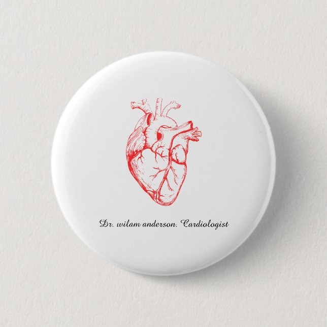 Bóton Redondo 5.08cm Custom Cardiologist Heart Anatomy Art (Frente)