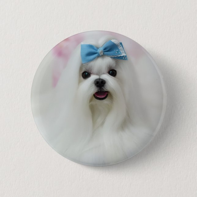 Bóton Redondo 5.08cm Custom Dog Photo | Cute Fur Baby Personalized  (Frente)