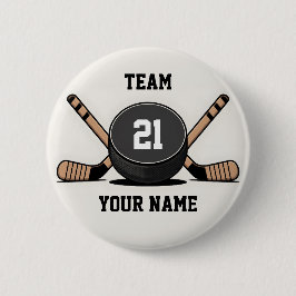 Bóton Redondo 5.08cm Custom Hockey Puck and Sticks Keychain