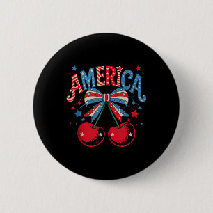 Bóton Redondo 5.08cm Cute America Cherries Coquette Cherry 4th Do J