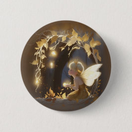 Bóton Redondo 5.08cm Cute Autumn Fairy with Glowing Flowers