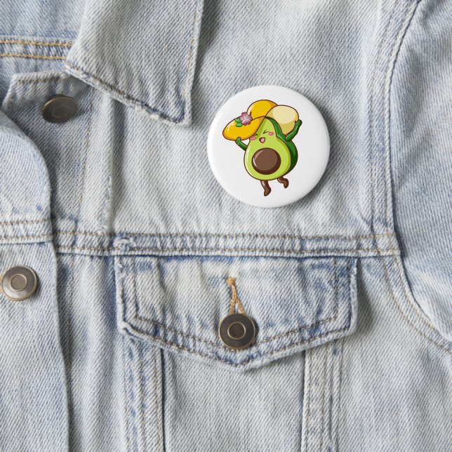 Bóton Redondo 5.08cm Cute Avocado Pin – Joyful & Happy Vibes (In Situ)