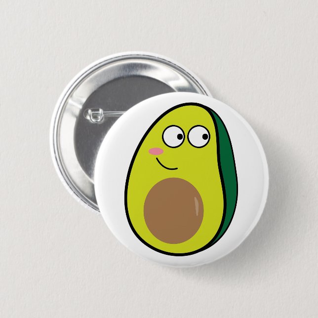 Bóton Redondo 5.08cm Cute Avocado Pinback Button - Fun Kawaii Fruit Pin (Frente & Verso)
