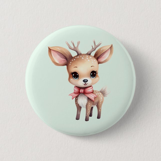 Bóton Redondo 5.08cm Cute Baby Deer Cartoon Illustration (Frente)