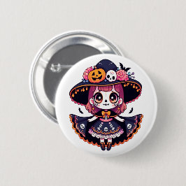 Bóton Redondo 5.08cm Cute catrina girl halloween