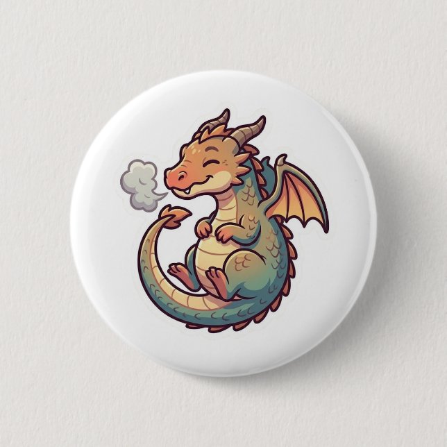 Bóton Redondo 5.08cm Cute Dragon Zodiac (Frente)
