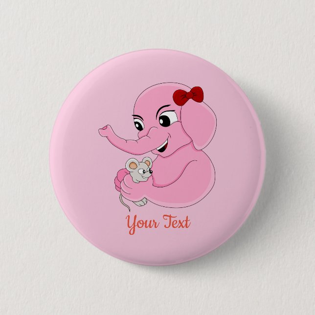 Bóton Redondo 5.08cm Cute elephant girl cartoon button (Frente)