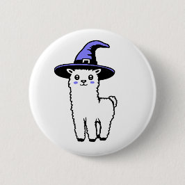 Bóton Redondo 5.08cm Cute Fluffy Halloween Llama Wearing Purple Witch