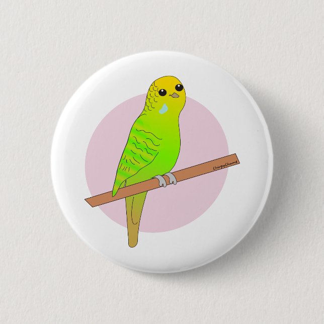 Bóton Redondo 5.08cm Cute Green Budgie (Frente)