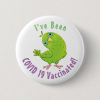 Cute green curious parakeet cartoon illustration