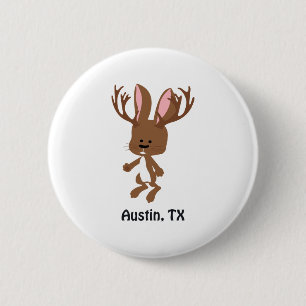 Bóton Redondo 5.08cm Cute Jackalope - Austin, Texas