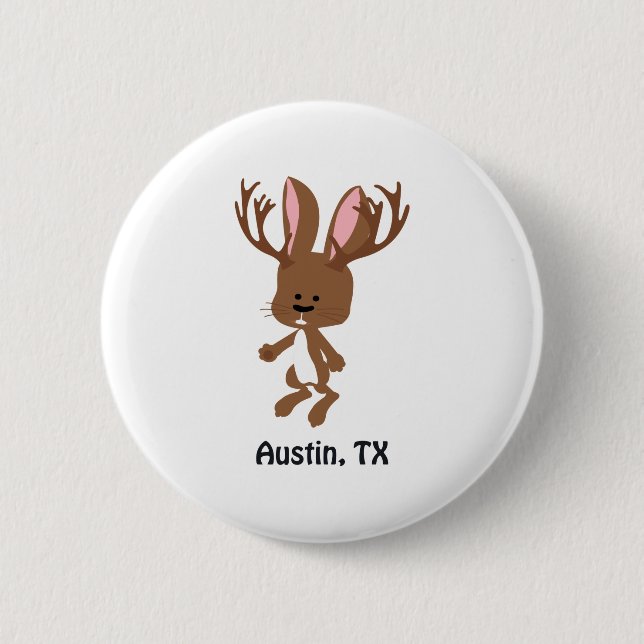 Bóton Redondo 5.08cm Cute Jackalope - Austin, Texas (Frente)