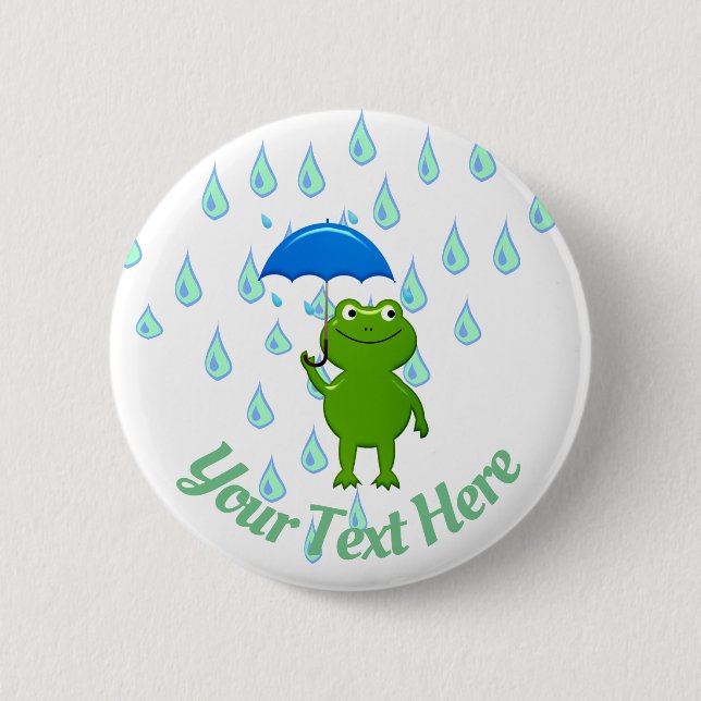 Bóton Redondo 5.08cm Cute Kawaii Frog and Rain (Frente)
