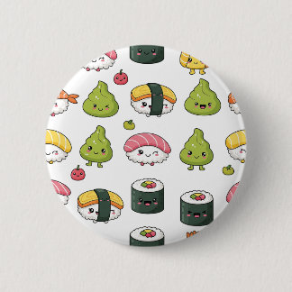 Bóton Redondo 5.08cm Cute Kawaii Sushi Pattern Button | Fun Foodie Pin 