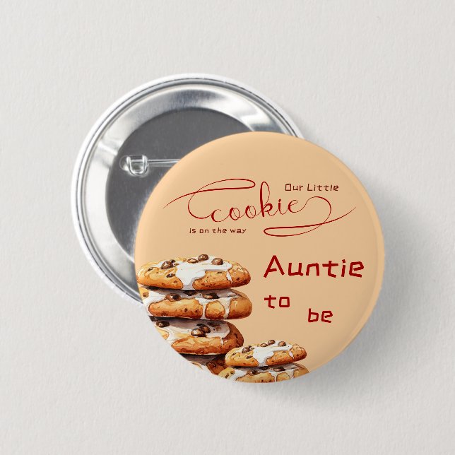 Bóton Redondo 5.08cm Cute Little Cookie Baby Shower Auntie-to-be (Frente & Verso)