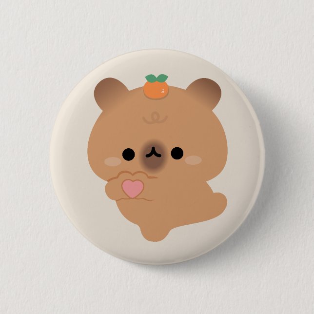 Bóton Redondo 5.08cm Cute Love Capybara (Frente)