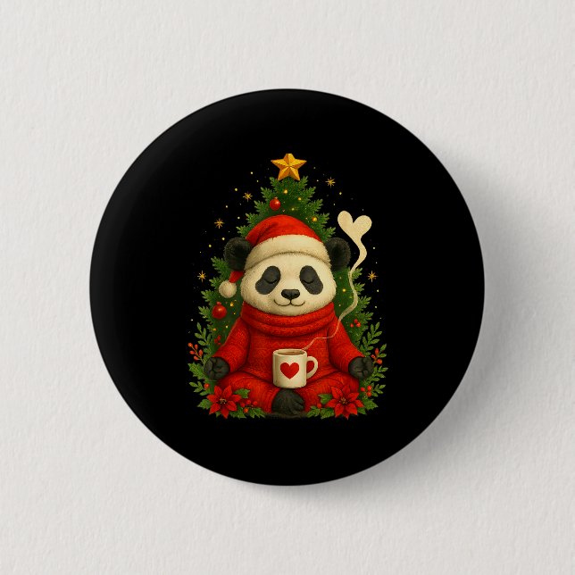Bóton Redondo 5.08cm Cute Panda Santa Coffee Holiday Tee For Animal Lov (Frente)