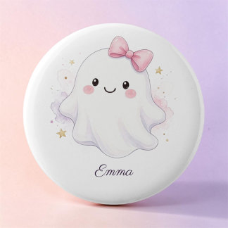 Bóton Redondo 5.08cm Cute Pink Halloween Ghost Trick or Treat Button