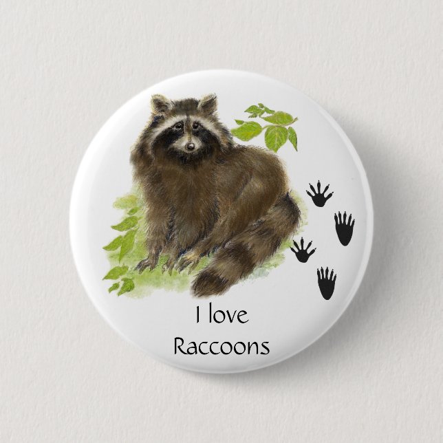 Bóton Redondo 5.08cm Cute Raccoon Nature (Frente)