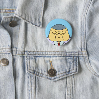 Bóton Redondo 5.08cm Cute Round Face Business Employee ID Badge Blue