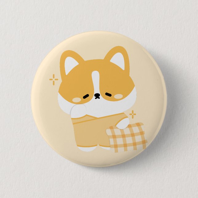 Bóton Redondo 5.08cm Cute Sleepy Corg (Frente)