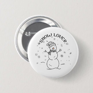 Bóton Redondo 5.08cm Cute Snowman with SNOW LOVER Text and Snowflakes