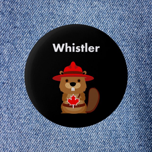Bóton Redondo 5.08cm Cute Whistler Canada Beaver com Maple Leaf Dark (Criador carregado)
