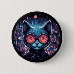 Bóton Redondo 5.08cm Cyber Cat Futuralista