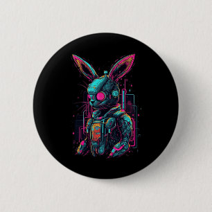 Bóton Redondo 5.08cm Cyberpunk Bunny Cyborg Coelho Legal Páscoa de Joga