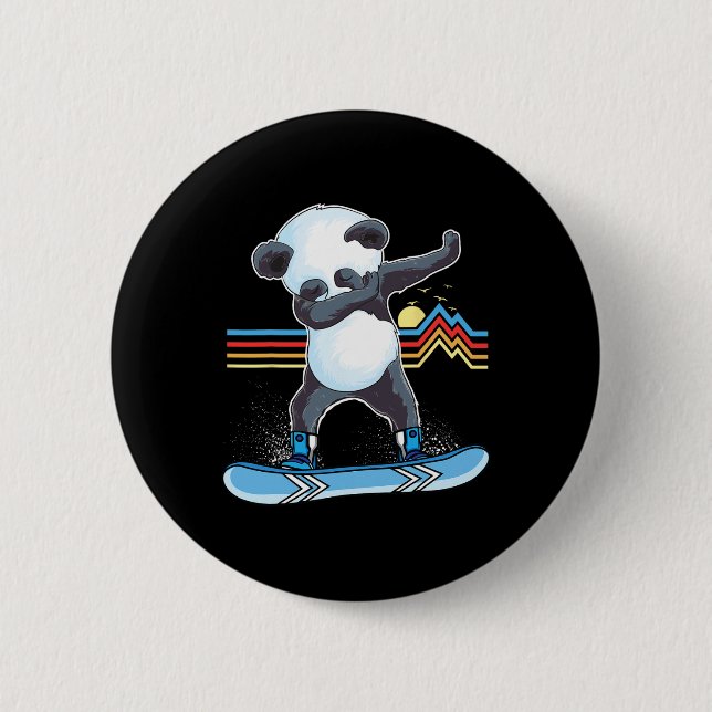 Bóton Redondo 5.08cm Dab Dance Panda Snowboard Skibing Dabbing Panda (Frente)