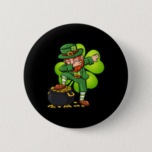 Bóton Redondo 5.08cm Dabbing Leprechaun with Clover Dia de São Patrício