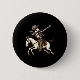 Bóton Redondo 5.08cm Dabbing Skeleton Cowboy Halloween Meninos