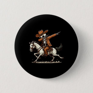 Bóton Redondo 5.08cm Dabbing Skeleton Cowboy Halloween Meninos