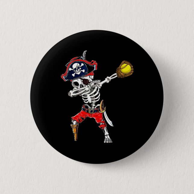 Bóton Redondo 5.08cm Dabbing Skeleton Pirate E Soft Ll Halloween Co (Frente)