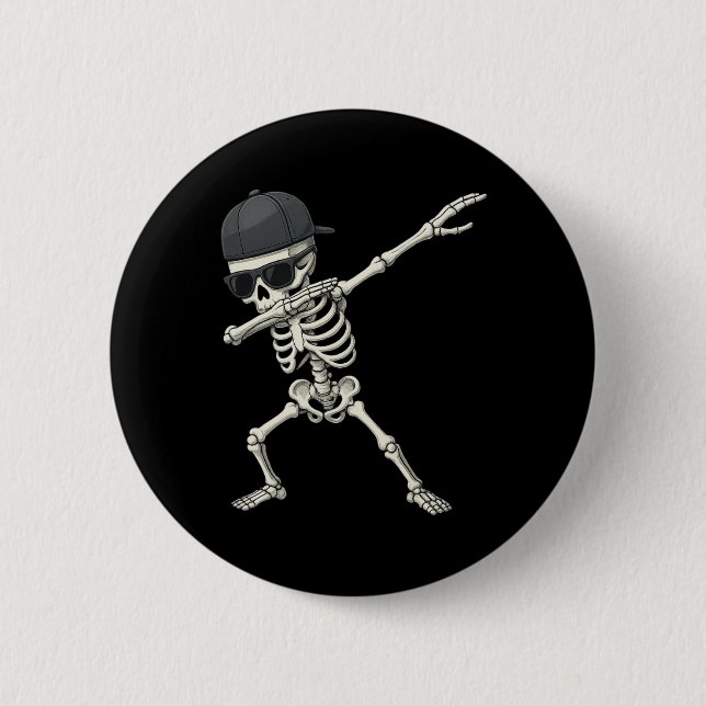 Bóton Redondo 5.08cm Dabbing Skeleton Pirate Halloween Kids Jolly Roger (Frente)