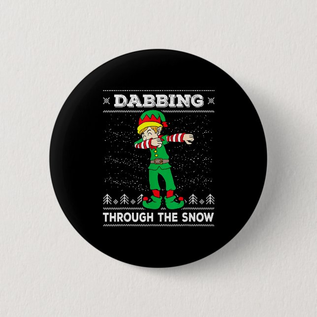 Bóton Redondo 5.08cm Dabbing Through The Snow Elf Dab Ugly Christmas Sw (Frente)