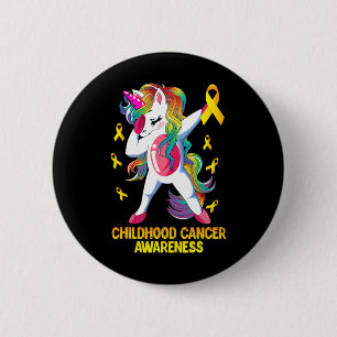 Bóton Redondo 5.08cm Dabbing Unicorn Chilhood Cancer Awarness Warrior