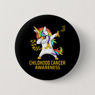 Bóton Redondo 5.08cm Dabbing Unicorn Chilhood Cancer Awarness Warrior