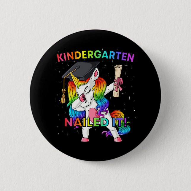Bóton Redondo 5.08cm Dabbing Unicorn Kindergarten Nails (Frente)
