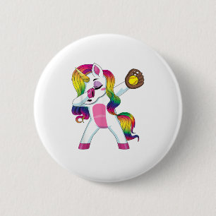Bóton Redondo 5.08cm Dabbing Unicorn Softball Girls Women T Shirt