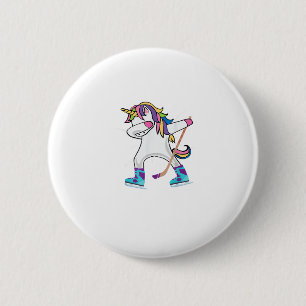Bóton Redondo 5.08cm Dabbing Unicorn with A Hockey Stick Unicorn Sports